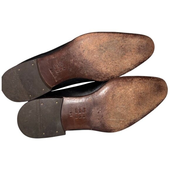 W COLLECTION Wingtip Brogue Loafers 11 Slip On Almond Toe Black Leather Business - Picture 5 of 6